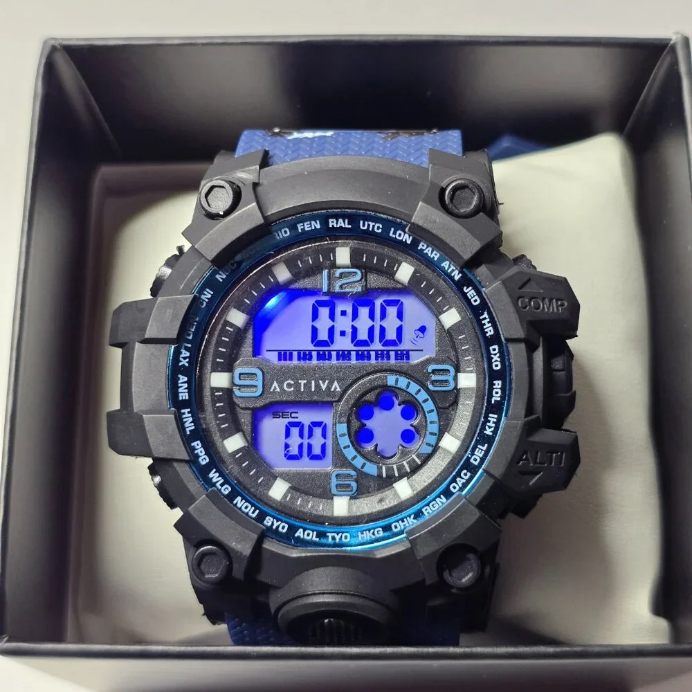 Activa Endurance X Invicta Men's Digital Watch - 54.5mm. Blue Camo (ACW435-003)